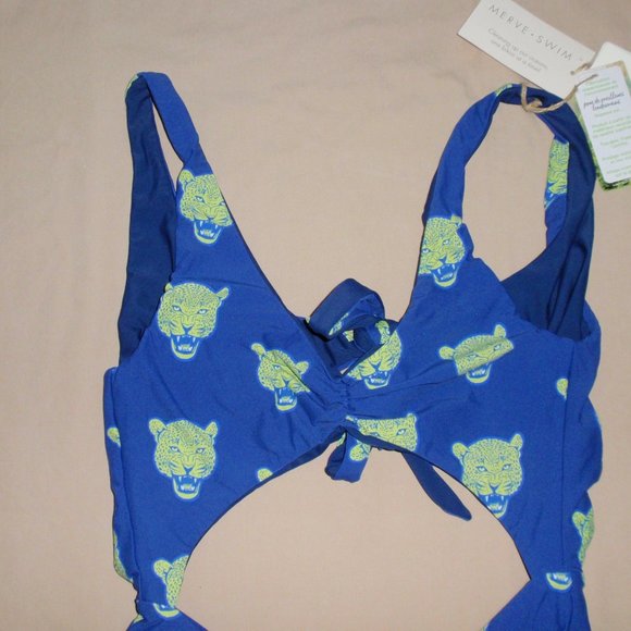 NWT Merve One Piece Pixie Bagheera Swimsuit Reversible Tiger Blue Ties C… - Picture 6 of 14